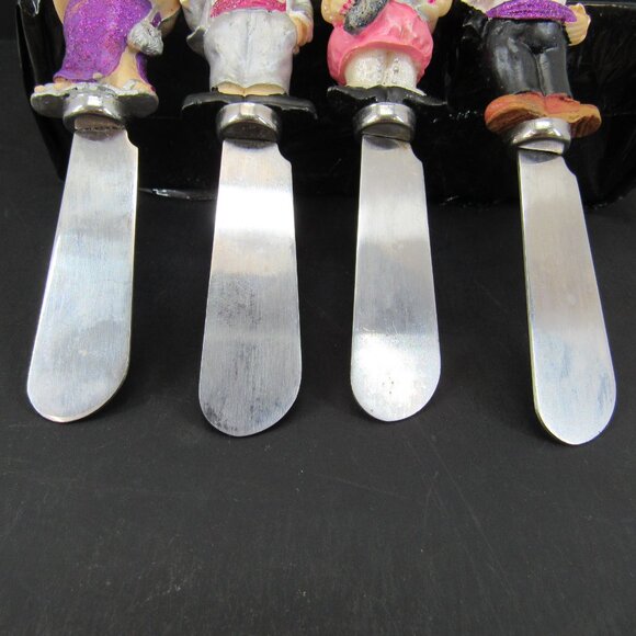Boston Warehouse 4 3/4" Cheese Knives Spreaders New Years 2000 Revelers Lot of 4 - Picture 4 of 7